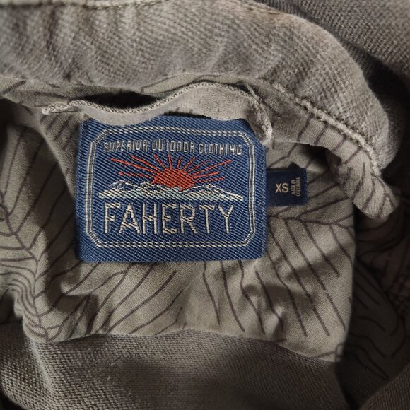 Faherty Shirt Jacket Mens XS Utility Long Sleeve Button Up Pockets Army Green - Picture 3 of 14